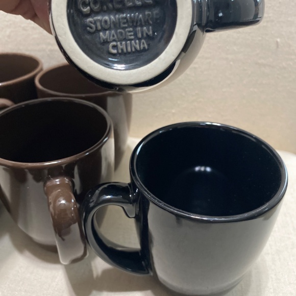 Corelle stoneware coffee cups 6 but bundle of 8 brown and black - Picture 7 of 11